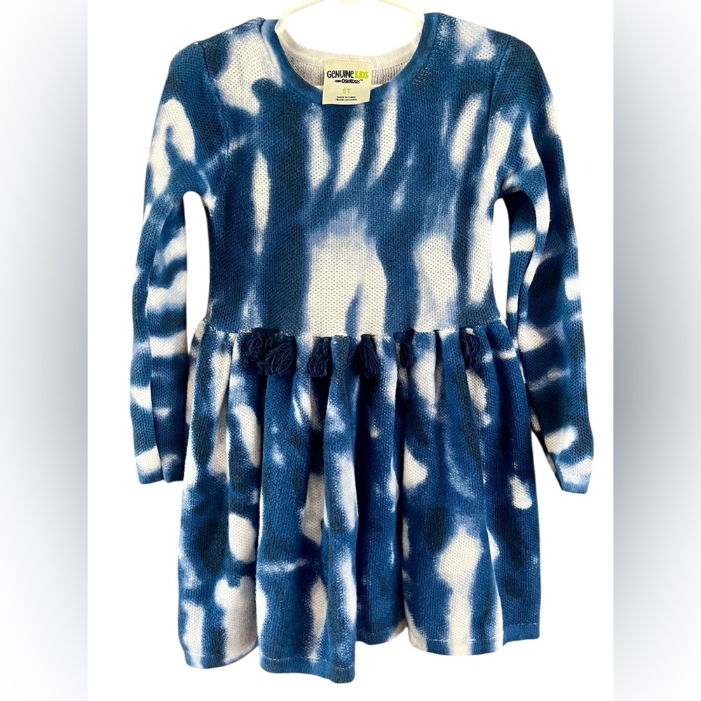 Host Pick OshKosh B'gosh Colorful Blue and White Tie-Dye Top with Waist Fringes